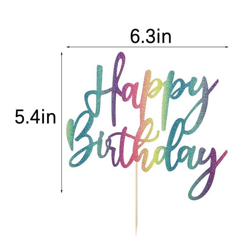 LVEUD glitter Happy Birthday Cake Topper  Happy Birthday Cake Decoration Suitable For Party Decoration For Anniversary/Birthday (colour) - Image 3